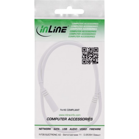 26901H - Câble d'extension InLine® DC, fiche/prise DC 3,5x1,35mm, AWG 18, blanc 1m