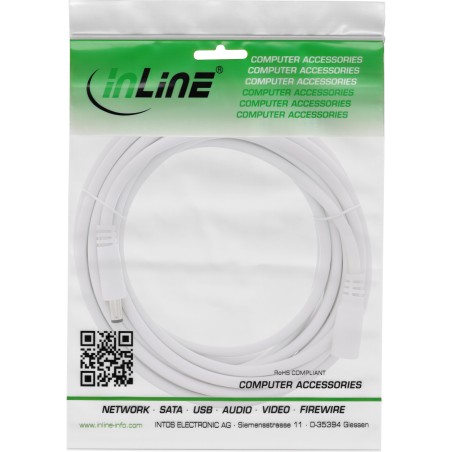 26903F - Câble d'extension InLine® DC, fiche/prise DC 5,5x2,5mm, AWG 18, blanc, 3m