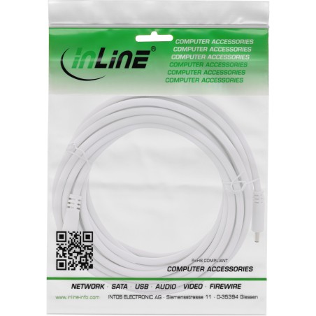 26903H - Câble d'extension InLine® DC, fiche/prise DC 3,5x1,35mm, AWG 18, blanc 3m