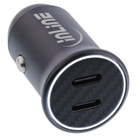 31502Y - Adaptateur secteur USB pour voiture InLine® Power Delivery, 2x USB-C, noir