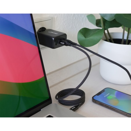 InLine? USB PD Netzteil, GaN Ladeger?t, 3-Port, Dual USB-C  USB-A, 65W, schwarz