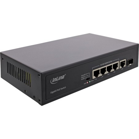 32305R - InLine® PoE Gigabit Network Switch 5 ports (4x PoE), 1xSFP, 1Gb/s, ordinateur de bureau