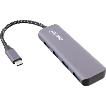 InLine? USB 3.2 Hub, USB-C zu 4x USB A 10Gb/s, Metallgeh?use, grau