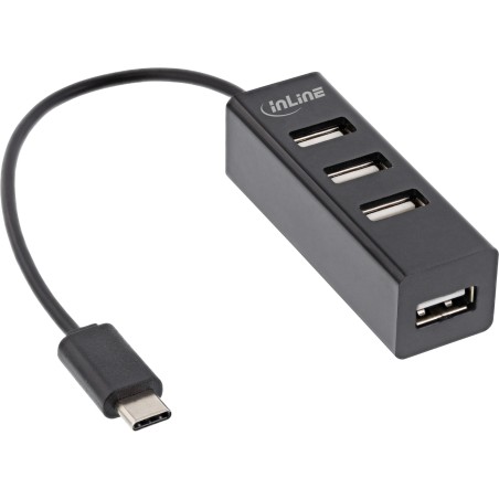 InLine? USB 2.0 4-Port Hub, USB-C Stecker auf 4x USB-A Buchse, Kabel 15cm