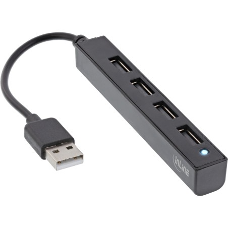 InLine? USB 2.0 4-Port Hub, USB-A Stecker auf 4x USB-A Buchse, Kabel 15cm