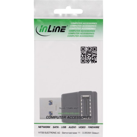 33446M - Adaptateur InLine® USB 3.2, fiche USB-A vers prise USB-E interne sur panneau avant