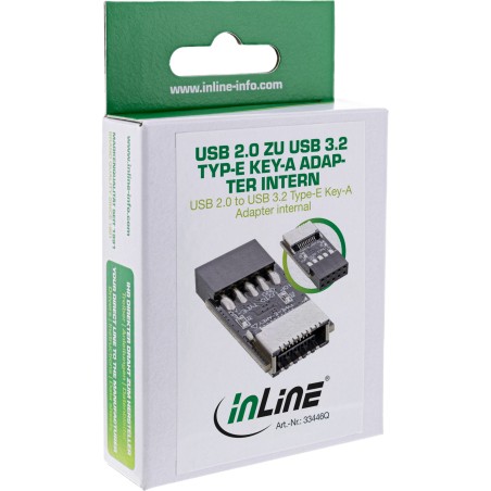 33446Q - Adaptateur InLine® USB 2.0 vers USB 3.2 Type-E Key-A interne