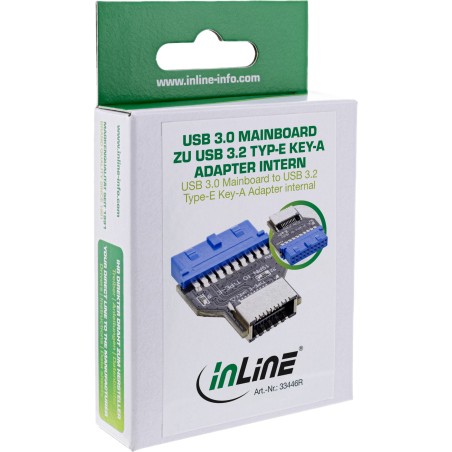 33446R - Carte mère InLine® USB 3.0 vers adaptateur USB 3.2 Type-E Key-A interne