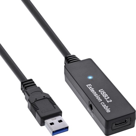 35650B - Extension active InLine® USB 3.2 Gen.1, fiche USB-A vers prise USB-C, 5 m