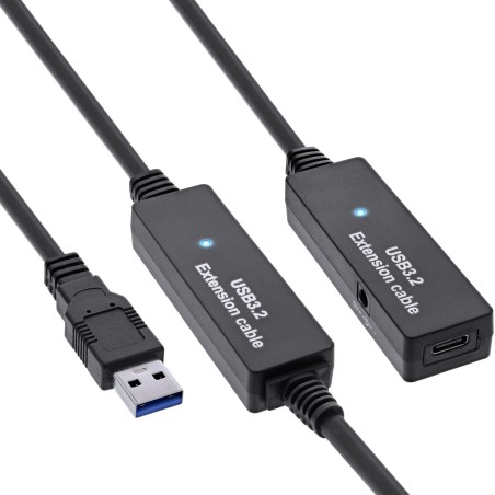 35655B - Extension active InLine® USB 3.2 Gen.1, fiche USB-A vers prise USB-C, 10 m