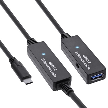 35655D - Extension active InLine® USB 3.2 Gen.1, fiche USB-C vers prise USB-A, 10 m