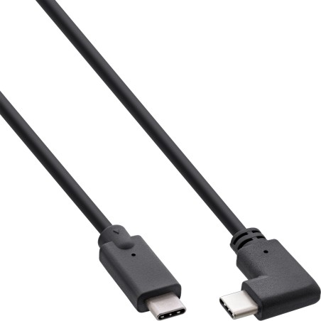 35707W - Câble InLine® USB 3.2 Gen.2, USB-C mâle/mâle coudé, noir, 0,3 m