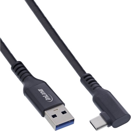 35715V - Câble InLine® USB 3.2 Gen.1, USB-C St coudé - USB-A St pour VR, noir, 5m