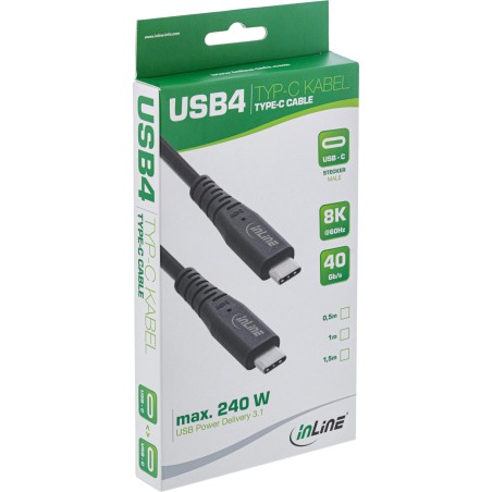 InLine? USB4 Kabel, USB-C ST/ST, PD 240W, 8K60Hz, TPE schwarz, 1m