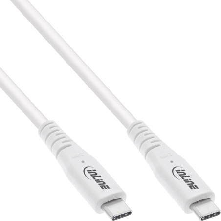 35901W - Câble InLine® USB4, USB-C mâle/mâle, PD 240W, 8K60Hz, TPE, blanc, 1m