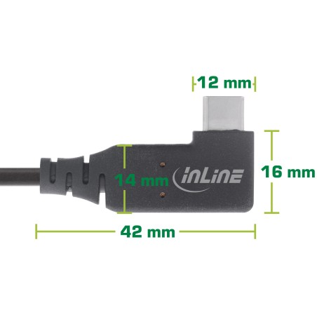 35911I - Câble InLine® USB4, USB-C coudé d'un côté, PD 240W 8K60Hz, TPE noir, 1m