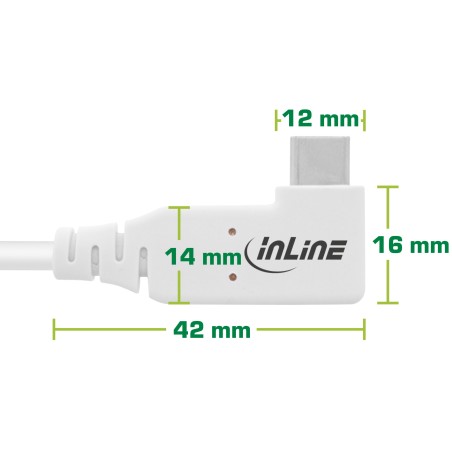 35911W - Câble InLine® USB4, USB-C, coudé d'un côté, PD 240W, 8K60Hz, TPE, blanc, 1m