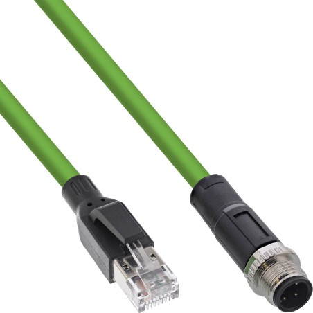 InLine? Industrie Netzwerkkabel, M12 4-pin D-kodiert St. zu RJ45 St., PUR, 2m