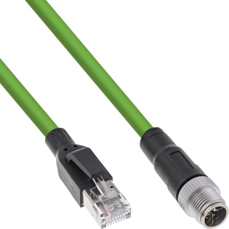 InLine? Industrie Netzwerkkabel, M12 8-pin X-kodiert St. zu RJ45 St., Cat.6A 20m