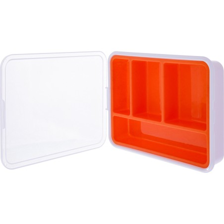 43009H - Boîte pour petites pièces InLine®, 4 compartiments, dimensions : 180x140x40mm, orange