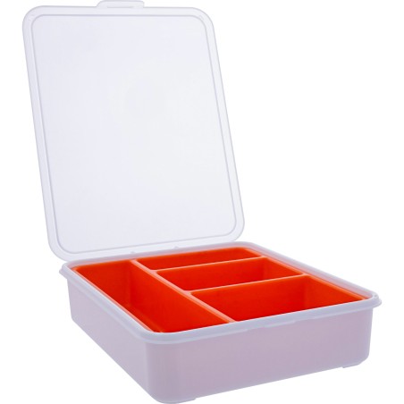 43009H - Boîte pour petites pièces InLine®, 4 compartiments, dimensions : 180x140x40mm, orange