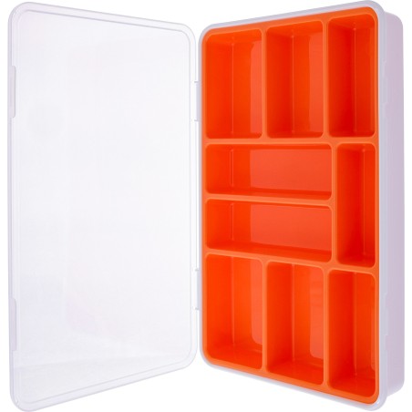 43009I - Boîte pour petites pièces InLine®, 9 compartiments, dimensions : 290x185x45mm, orange