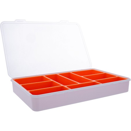 43009I - Boîte pour petites pièces InLine®, 9 compartiments, dimensions : 290x185x45mm, orange