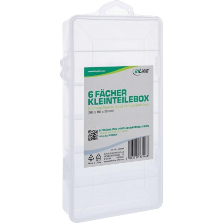 InLine? Kleinteilebox, 6 F?cher, Abmessungen: 206x107x33mm, transparent