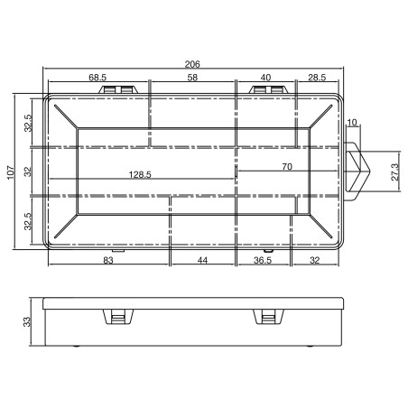 43009L - Boîte pour petites pièces InLine®, 10 compartiments, dimensions : 206x107x33mm, transparente