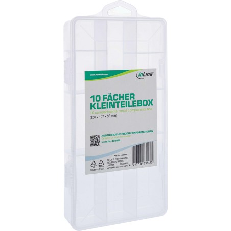 InLine? Kleinteilebox, 10 F?cher, Abmessungen: 206x107x33mm, transparent