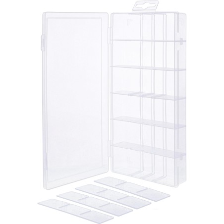 43009O - Boîte pour petites pièces InLine®, 18 compartiments, dimensions : 207x110x27mm, transparente