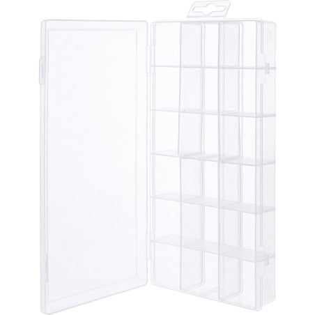 43009O - Boîte pour petites pièces InLine®, 18 compartiments, dimensions : 207x110x27mm, transparente