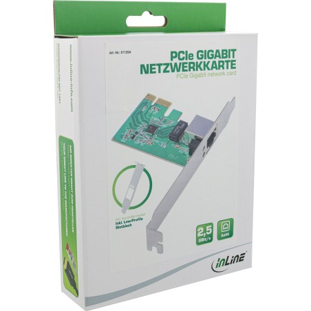 51125A - Carte réseau InLine® Gigabit, 1x RJ45 2,5Gb/s, PCIe x1, avec support de logement LP