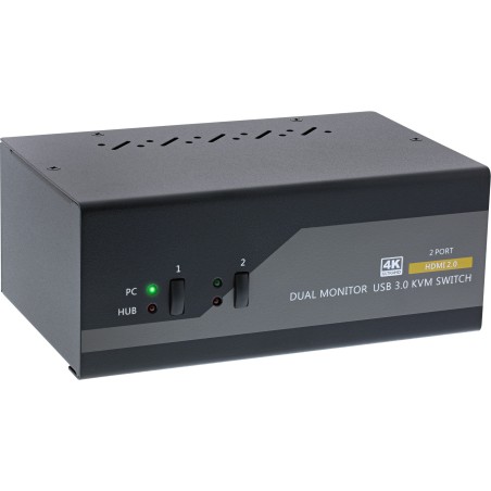 InLine? KVM Desktop Switch, 2-fach, Dual Monitor, HDMI, 4K, USB 3.0, Audio