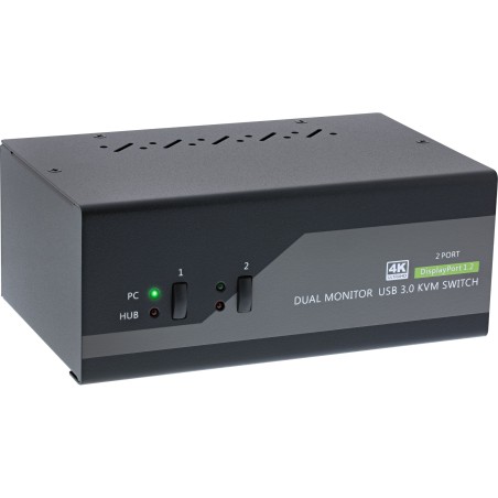 InLine? KVM Desktop Switch, 2-fach, Dual-Monitor DP 1.2, 4K, USB 3.0, Audio