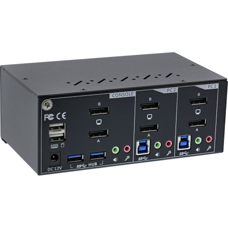 InLine? KVM Desktop Switch, 2-fach, Dual-Monitor DP 1.2, 4K, USB 3.0, Audio