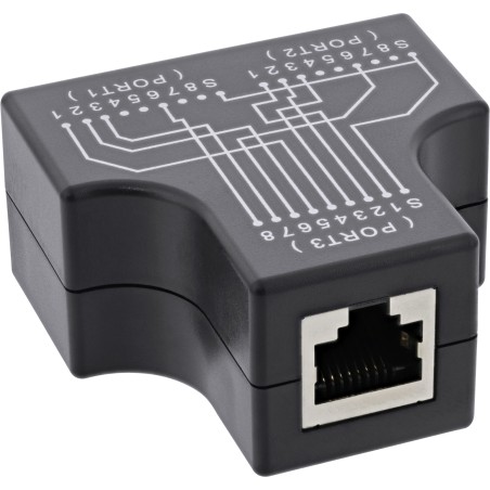 69995B - Adaptateur InLine® Cat.5e STP T (port doppler), prise RJ45 vers 2x prise RJ45