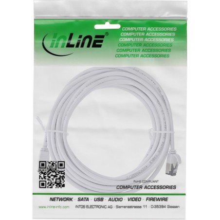 75300W - Câble patch InLine® slim, U/FTP, Cat.8.1, TPE sans halogène, blanc, 10 m