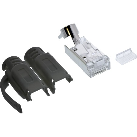 76006S - Connecteur à sertir InLine® Cat.6A RJ45 blindé, en 3 parties noir paquet de 10