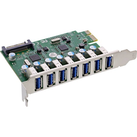 76661L - Carte d'interface InLine®, 7x USB-A 3.2 Gen.1, PCIe, avec connexion d'alimentation SATA