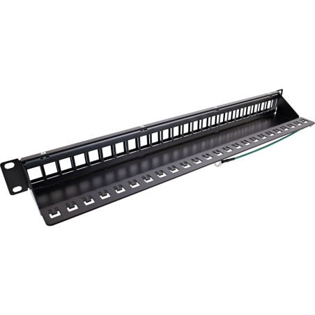 InLine? Patchfeld 24-fach, Keystone Leerblech Patchpanel, 19, 1HE, schwarz