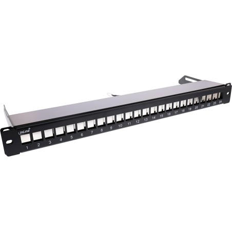 InLine? Patchfeld 24-fach, Keystone Leerblech Patchpanel mit Auszug, 19, 1HE