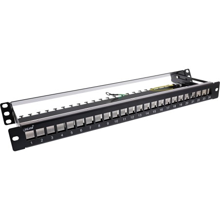 InLine? Patchfeld 24-fach, Keystone Leerblech Patchpanel mit Auszug, 19, 1HE