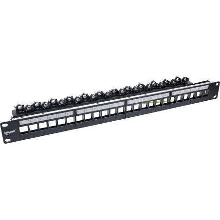 InLine? Patchfeld 24-fach, Keystone Leerblech Patchpanel, 19, 1HE, schwarz