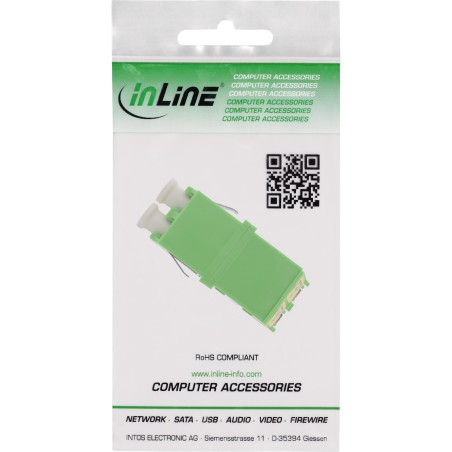 89989O - Couplage fibre optique InLine®, duplex LC/LC, monomode, vert, avec obturateur, manchon en céramique