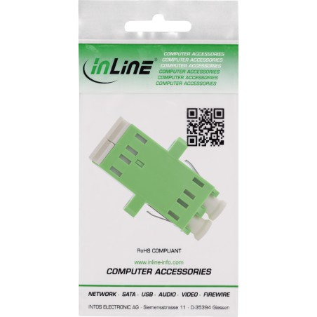 89989R - Couplage fibre optique InLine®, duplex LC/LC, monomode, vert, manchon en céramique, pour installation