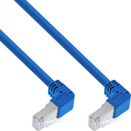 InLine? Patchkabel 2-seitig unten gewinkelt, S/FTP, Cat.6, 250MHz, blau, 1,5m