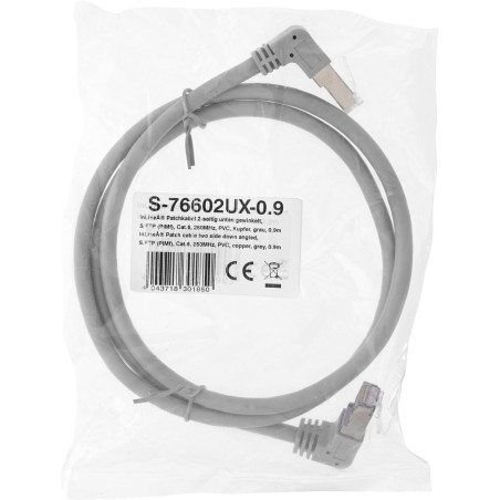 InLine? Patchkabel 2-seitig unten gewinkelt, S/FTP, Cat.6, 250MHz, PVC, 0,90m