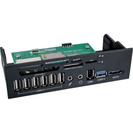 InLine® Frontpanel für den DVD-Schacht, Cardreader, Audio, 1x eSATA / 1x USB 3.0 / 6x USB 2.0