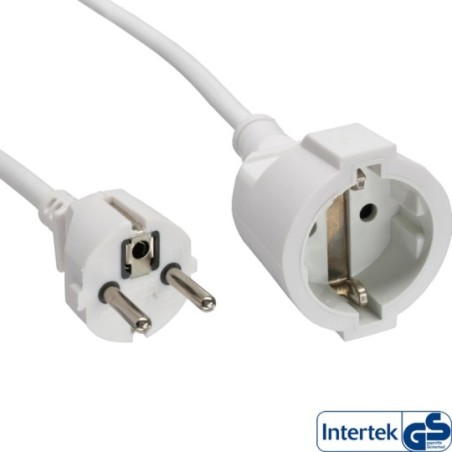 InLine® Schutzkontakt-Verlängerung Stecker / Buchse, weiß, 2m, mit Kindersicherung